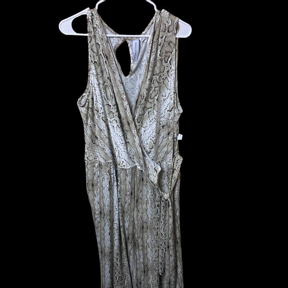 Emma & Michele Snake Python Print Sleeveless Faux Wrap Jumpsuit 3x